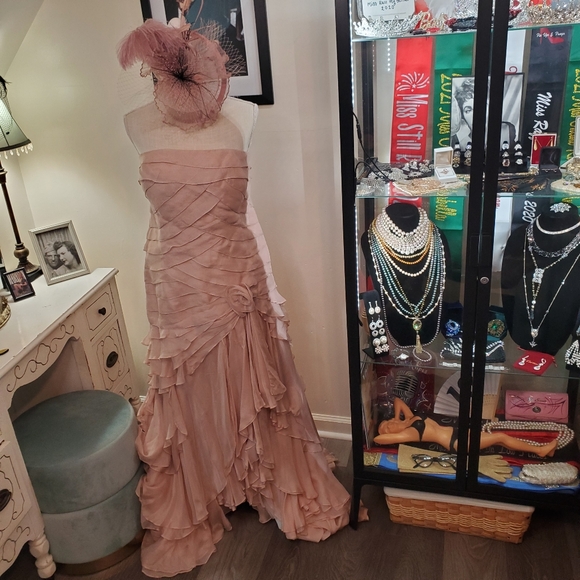 Silk Ruffled Formal Dress - Picture 1 of 9